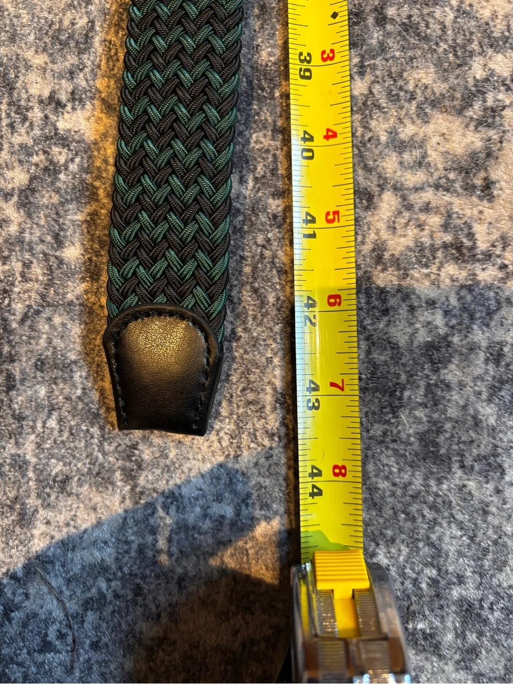 Woven Herringbone Belt in Black and Green